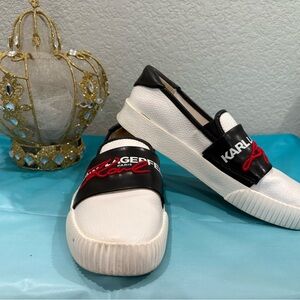 Karl Lagerfeld Women's White and Black Loafers